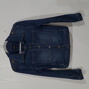 Liverpool Womens Medium Wash Denim Shoulder Moto Style Jacket Size Medium